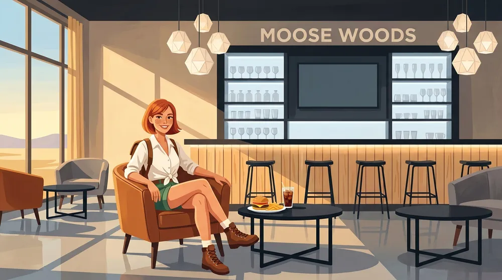 Woman in the Moose Woods lounge at Dakota Dunes